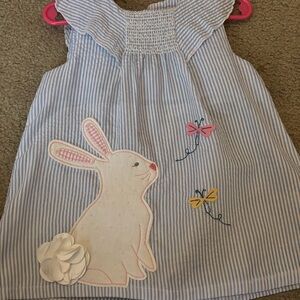 Mud Pie Blue and White Flutter Sleeve Blouse